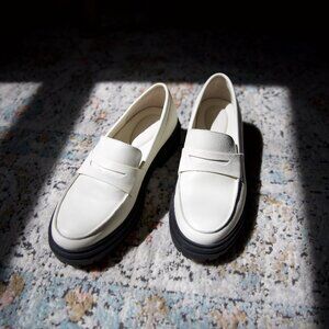 Quince Italian Leather Lug Sole Loafer White 7.5